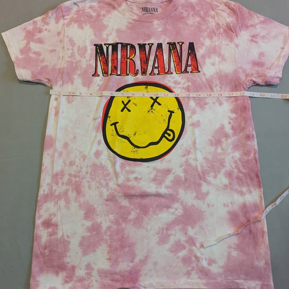 NIRVANA Kids Pink Tie-Dye Tee with Yellow Smiley